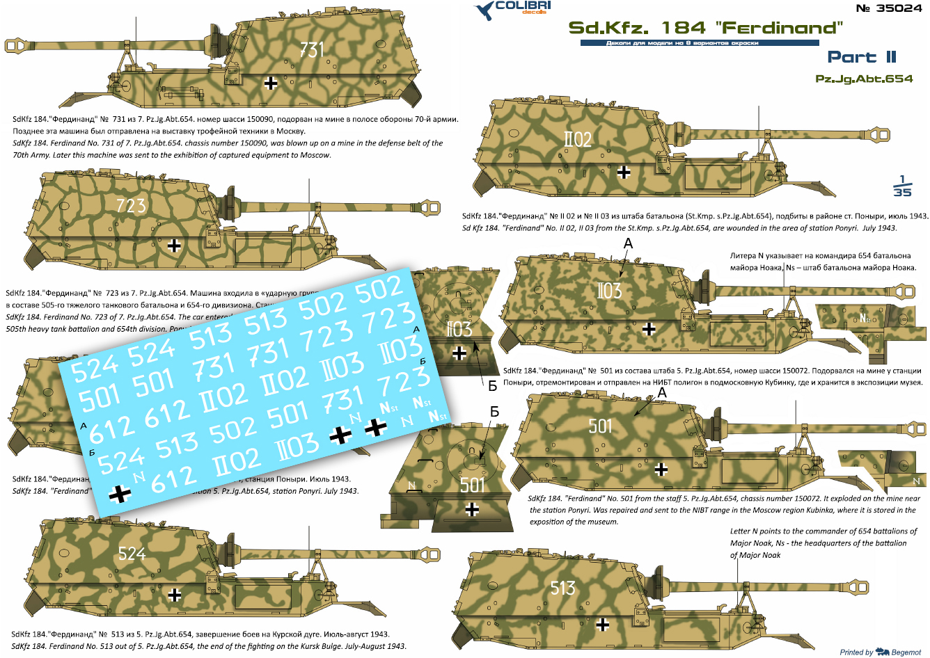 Декаль 1/35 Sd.Kfz. 184 "Ferdinand" Part II Pz.Jg.Abt. 653 (Colibri Decals)