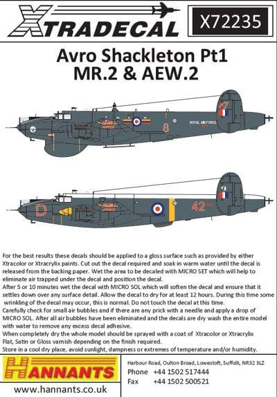 Декаль 1/72 Avro Shackleton MR.2/AEW.2 Pt 1 (4) (Xtradecal)