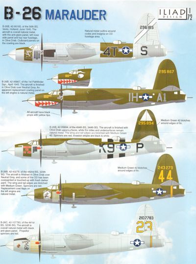 Декаль 1/72 Martin B-26B Marauder (5) (Iliad Design)