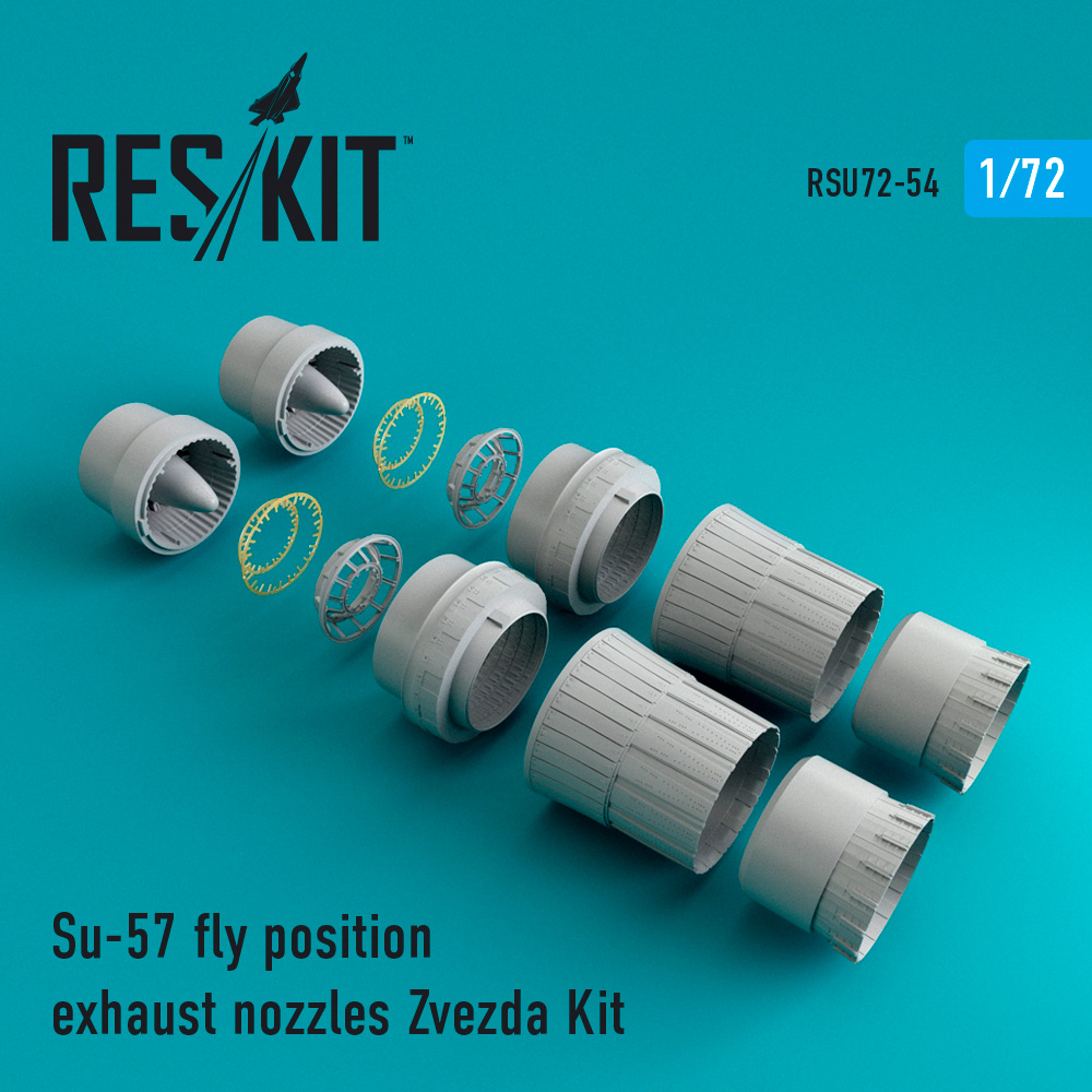 Дополнения из смолы 1/72 Sukhoi Su-57 Frazor flying position exhaust nozzles (ResKit)