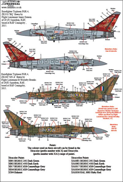 Декаль 1/32 Eurofighter Typhoon FGR.4 29(F) Squadron 2015 Anniversary/Display (2)) (Xtradecal)