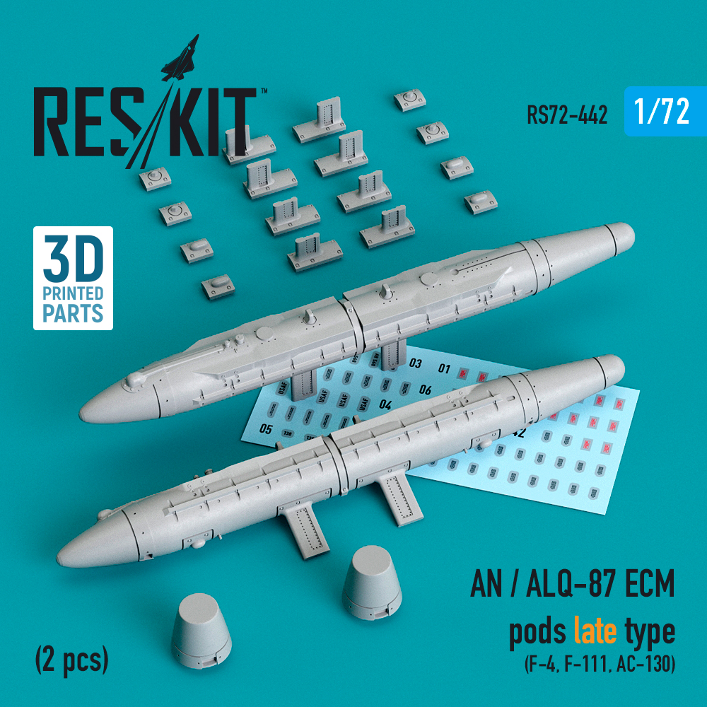 Дополнения из смолы 1/72 AN / ALQ-87 ECM pods late type (2 pcs) (ResKit)