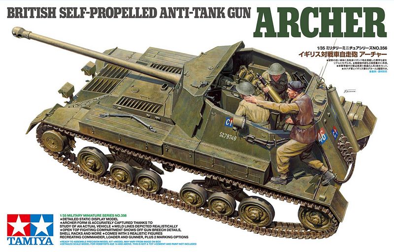 Сборная модель 1/35 Английское самоходное противотанковое орудие Archer, с тремя фигурами (Tamiya)