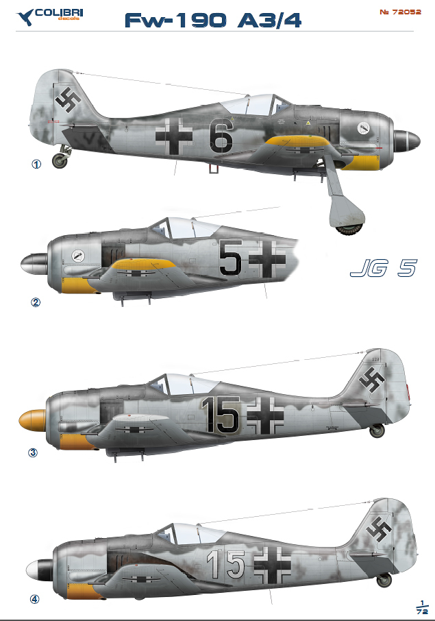 Декаль 1/72 Fw-190 A3 Jg 5 (Colibri Decals)