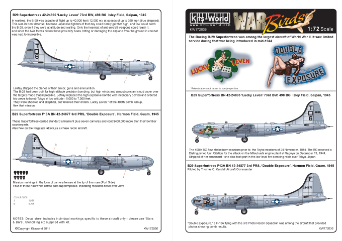 Декаль 1/72 Boeing B-29A Superfortress (2) (Kits-World)