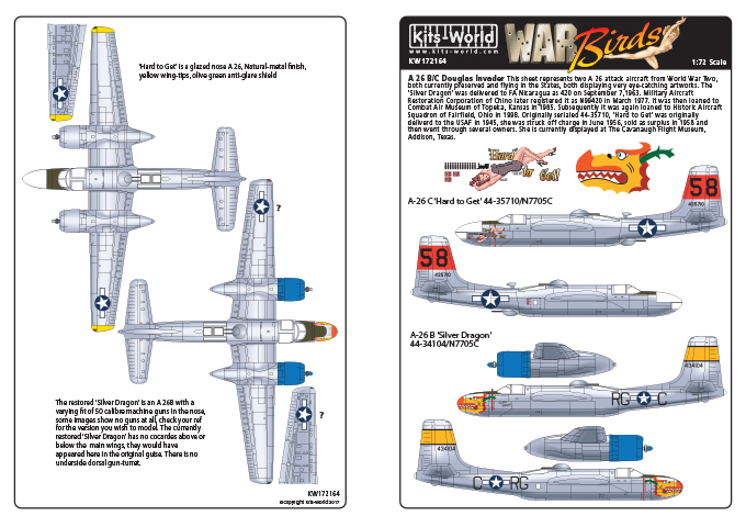 Декаль 1/72 Douglas A-26C Douglas invader (Kits-World)