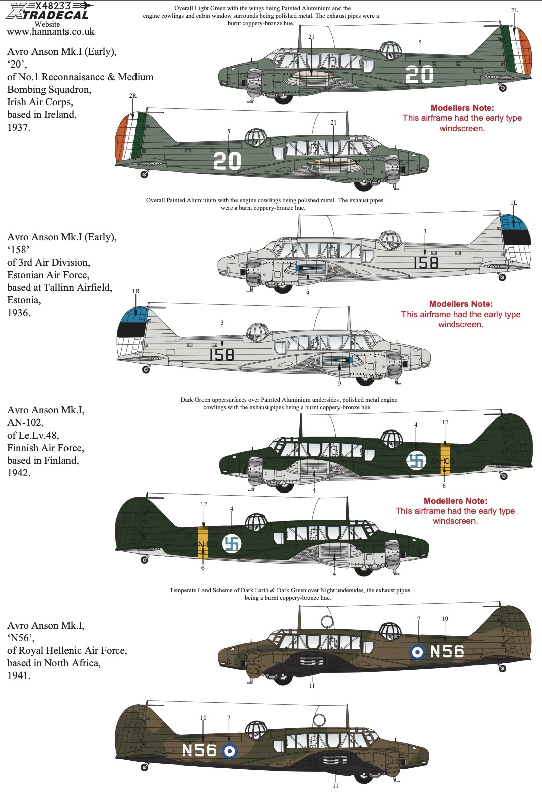 Декаль 1/48 Avro Anson Mk.I Part 3 (6) (Xtradecal)