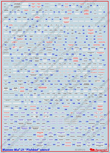 Декаль 1/32 МиГ-21 технические надписи (Begemot)