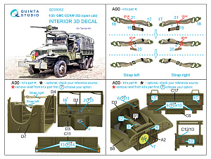 3D Декаль интерьера кабины GMC CCKW 353 (open cab) (Tamiya)