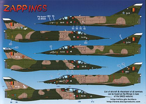 Декаль 1/72 Belgian Air Force Dassault-Mirage 5 Stencilling & zappings (Daco Products)