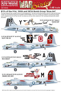 Декаль 1/48 Boeing B-17G Flying Fortress Nose Art of the 91st,100th and 381st BG (4) (Kits-World)