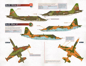 Декаль 1/32 Су-25 'Грач' 10 вариантов камуфляжа/обозначений (Linden Hill)