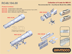 Дополнения из смолы 1/48 Коллекция из 4 наборов для МиГ-31 (AMK) (Raymoco)