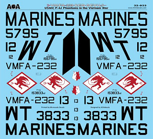 Декаль 1/32 VMFA-232 Red Devils - USMC McDonnell F-4J Phantoms in the Vietnam War (AOA Decals)