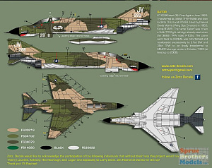 Декаль 1/32 McDonnell F-4E Phantom 388th TFW at Korat RTAB 1968 coded JJ and JV (Zotz)