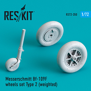 Дополнения из смолы 1/72 Messerschmitt Bf-109F (G Early) wheels set Type 2 (weighted) (ResKit)