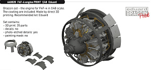 Дополнения из смолы 1/48 Grumman F4F-4 Wildcat engine (для модели Eduard kits)