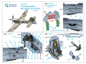 3D Декаль интерьера кабины Tempest Mk.V (Airfix)