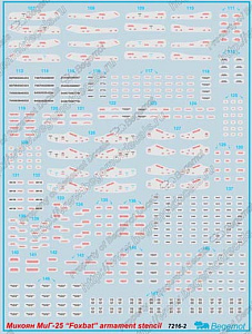 Декаль 1/72 Микоян МиГ-25 технические надписи (Begemot)