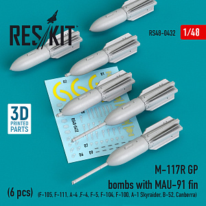 Дополнения из смолы 1/48 M-117R GP bombs with MAU-91 fin (6 pcs) (ResKit)