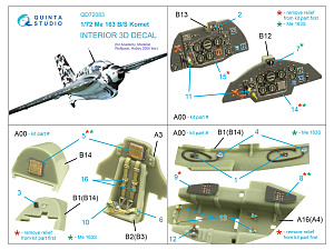 3D Декаль интерьера кабины Me 163 (Academy)