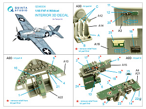 3D Декаль интерьера кабины F4F-4 Wildcat (Tamiya)