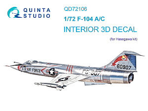 3D Декаль интерьера кабины F-104 A/C (Hasegawa)