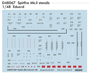 Декаль 1/48 Spitfire Mk.II stencils (EDU)