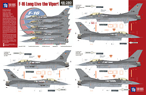 Декаль 1/48 General-Dynamics F-16A/Lockheed-Martin F-16C ' Long Live the Viper'  (Two Bobs)