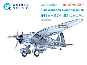 3D Декаль интерьера кабины Westland Lysander Mk.III (Airfix) (малая версия)