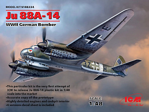 Сборная модель 1/48 Junkers Ju 88A-14 German WWII Bomber (ICM)