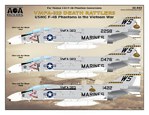 Декаль 1/32 VMFA-323 Death Rattlers - USMC McDonnell F-4B Phantoms in the Vietnam war (AOA Decals)