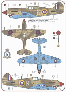 Декаль 1/72 Curtiss P-40C Tomahawk Mk.II RAF WWII x 5 USAF WWII x 1 (AML)