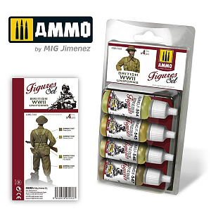Набор акриловых красок British WWII Uniforms Figures Set (Ammo Mig) (4x17ml)
