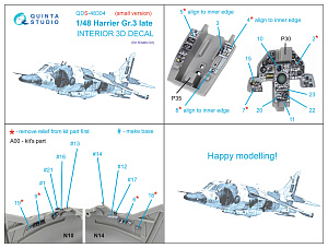 3D Декаль интерьера кабины Harrier Gr.3 late (Kinetic) (Малая версия)