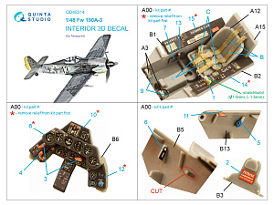 3D Декаль интерьера кабины Fw 190A-3 (Tamiya)