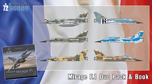 Сборная модель 1/72 Mirage F.1 DUO PACK & Book (6x camo) (Special Hobby)