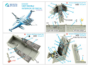 3D Декаль интерьера кабины F-16A MLU (Kinetic)