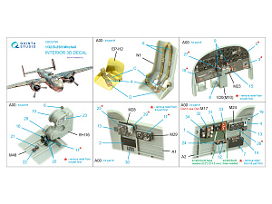 3D Декаль интерьера кабины B-25H Mitchell (HK models)