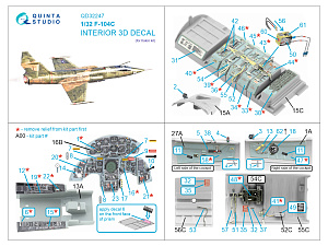 3D Декаль интерьера кабины F-104C (Italeri)