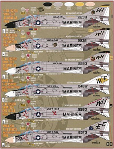 Декаль 1/48 McDonnell F-4B/J Phantom sheet featuring options for 18 (Furball Aero-Design)