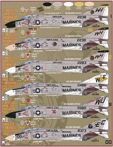 Декаль 1/48 McDonnell F-4B/J Phantom sheet featuring options for 18 (Furball Aero-Design)