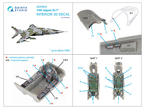 3D Декаль интерьера кабины Jaguar Gr.1 (Airfix)