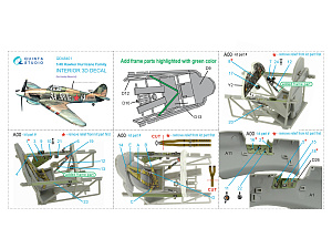 3D Декаль интерьера кабины семейства Hawker Hurricane (HobbyBoss)