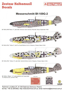 Декаль 1/32 Messerschmitt Bf-109G-2 (4) Yellow  (Techmod)