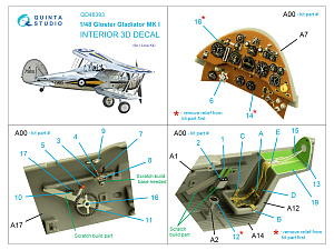 3D Декаль интерьера кабины Gloster Gladiator MKI (I Love Kit)