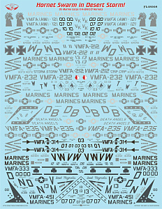 Декаль 1/48 McDonnell-Douglas F/A-18A/C/D Hornets in Desert Storm (Flying Leathernecks)