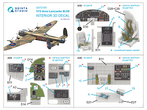 3D Декаль интерьера кабины Avro Lancaster B.I/III (Airfix)