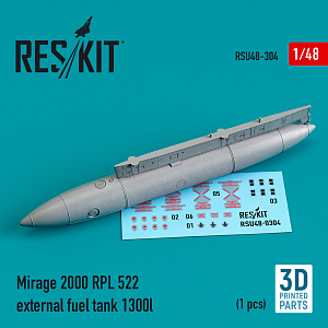 Дополнения из смолы 1/48 Dassault-Mirage 2000 RPL 522 external fuel tank 1300lt (ResKit)