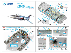 3D Декаль интерьера кабины F-104J (Italeri)